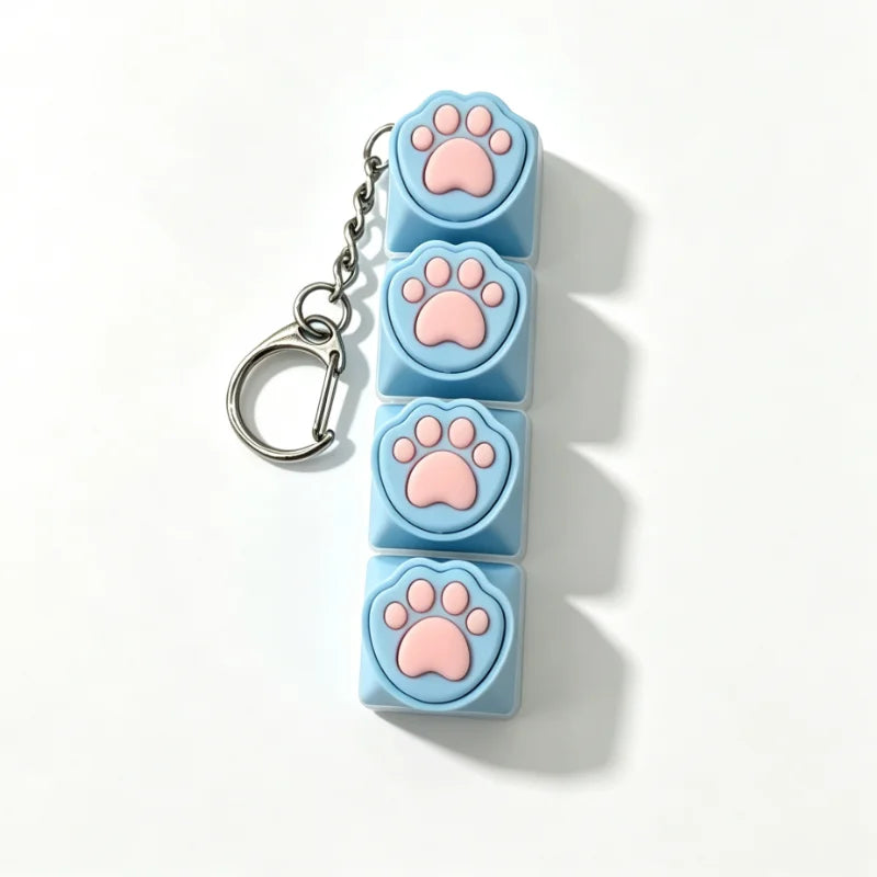 Cute Cat Paw Silicone Fidget Keychain Stress Relief Toy Portable Decor Gift For Mechanical Keyboard Lovers