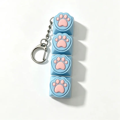 Cute Cat Paw Silicone Fidget Keychain Stress Relief Toy Portable Decor Gift For Mechanical Keyboard Lovers