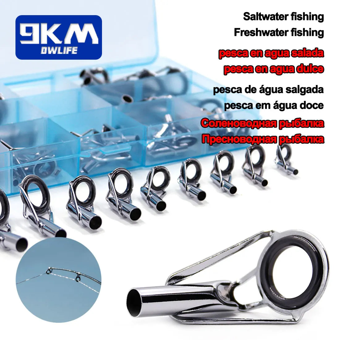 Fishing Rod Guide Tip Repair Kit Set 24~230Pcs Rod Building Guide Stainless Steel Ceramic Ring Saltwater Freshwater Fishing Box