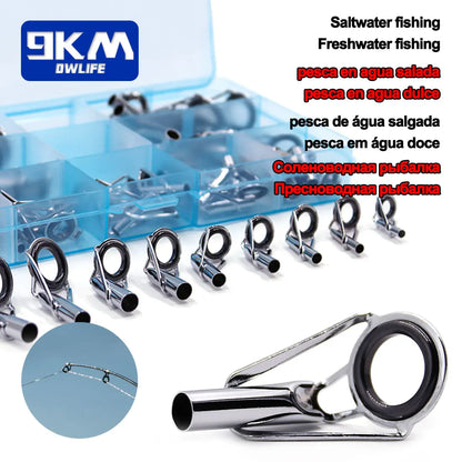 Fishing Rod Guide Tip Repair Kit Set 24~230Pcs Rod Building Guide Stainless Steel Ceramic Ring Saltwater Freshwater Fishing Box