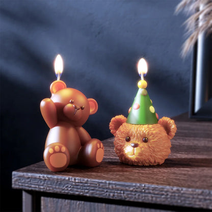 3D Cute Bear Resin Mold for Candle Soap Making Silicone Fondant Chocolate Candy Molds for Cake Decor DIY Art Crafts Gifts Mould