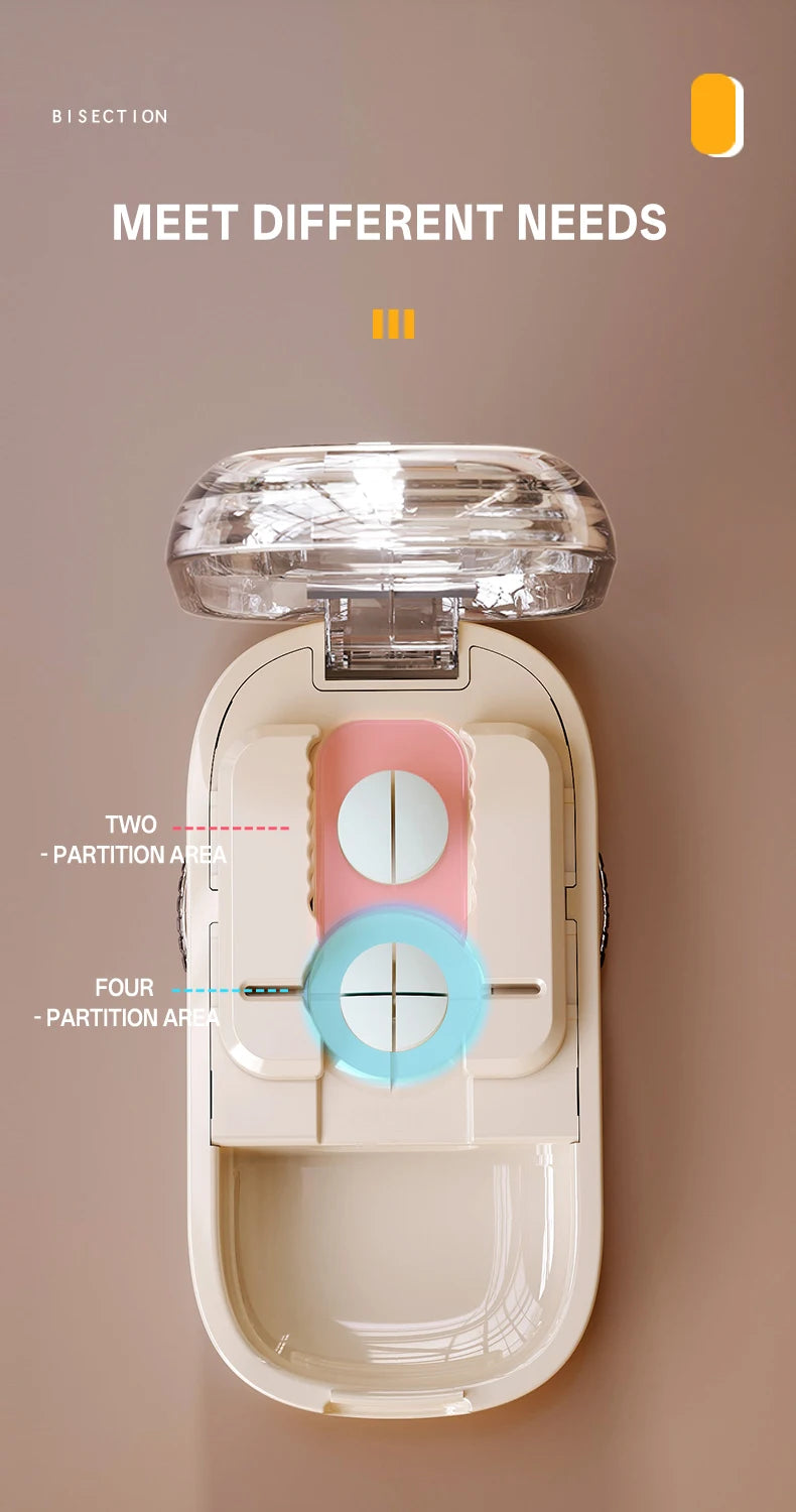 Pill Cutter & Storage Box – Quartering 1/2/1/31/4 Splitter, Portable Dustproof Tablet Divider Organizer with Crusher