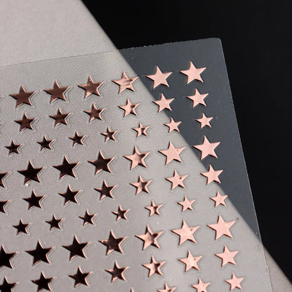 3D Black Pink Stars Stickers for Nails Golden Silvery Stars Adhesive Nail Decals Autumn Winter Festival DIY Nail Art Accessories