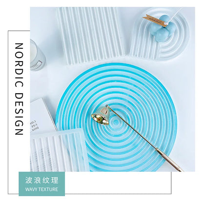 Geometric Tray Resin Mold Epoxy Resin Wave Shaped Silicone Molds for Cup Mat Holder DIY Home Decor Gypsum Ornaments Making Mould