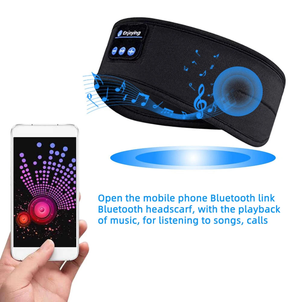 HOMEFISH BT Earphones Sports Sleeping Headband Elastic Wireless Headphones Music Eye Mask Wireless Bluetooth Headset Headband