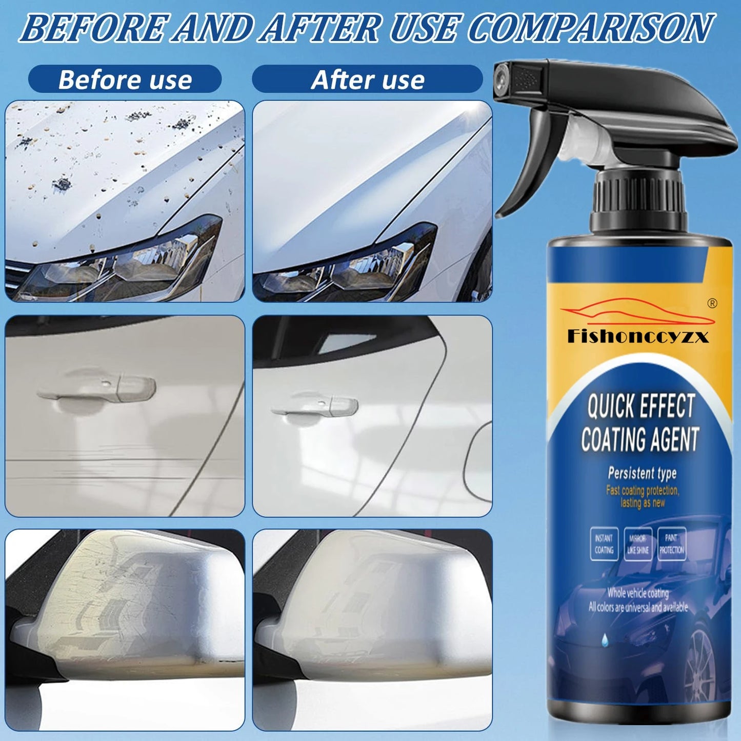 Car Coating Spray Quick Effect Coating Agent Coat Car Wax Car Scratch Wax Coating Spray Oil Film Emulsion Glass Cleaner
