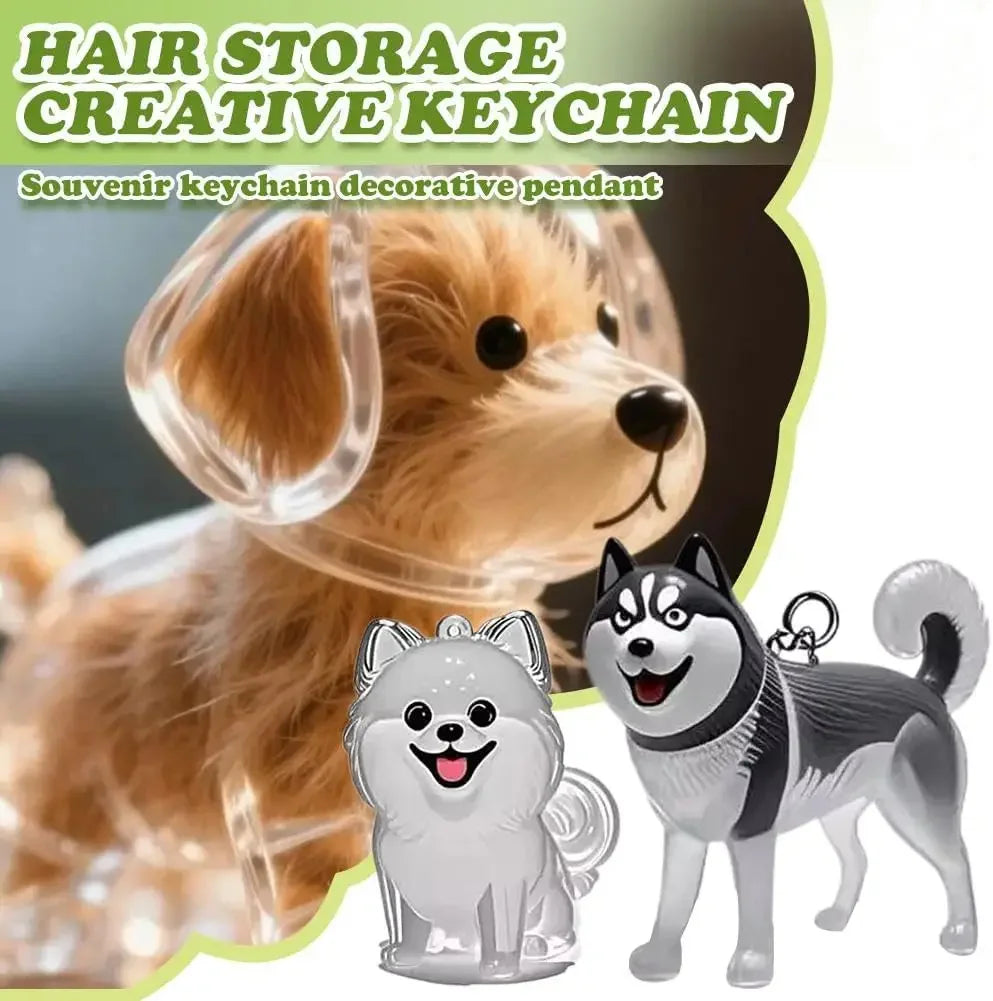 Transparent Cute Cat Keepsake Keychain Lovely Dog/Cat Shape Pet Hair Memorial Bottle With Key Ring for Pet Lovers DIY Souvenirs