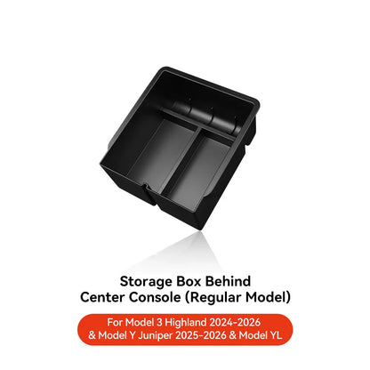 YZ For Tesla Model 3 Highland 2024 Model Y Juniper 2025 Storage Box Center Armrest Hidden Box Cup Holder Organizer Accessories