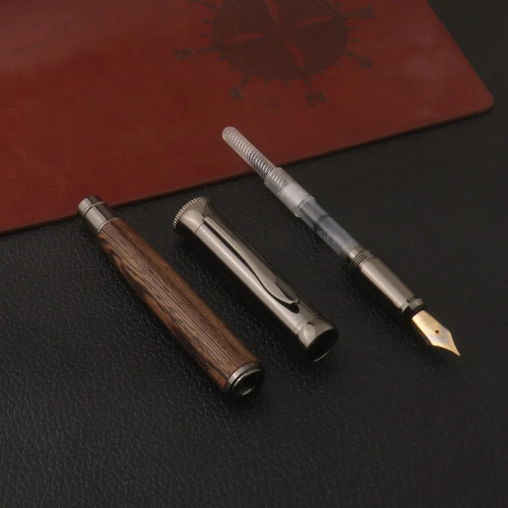 1pc wood Fountain Pen Tiger skin pattern Gun Grey Stationery Office School Supplies new ink pen