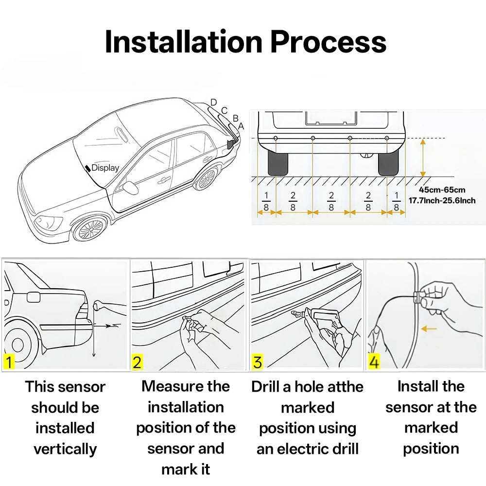 Hippcron Car LED Parking Sensor Kit 4 Sensors 22mm Reverse Radar Sound Alert Indicator System 8 Colors