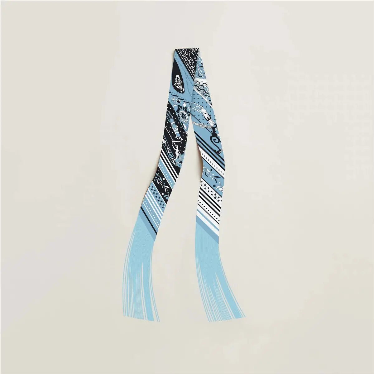 130x5cm Tassel Cashew Print Scarf Women's All-season Twill Silk Decorative Ribbon Multi-purpose Bag Hair Tie Belt Scarf