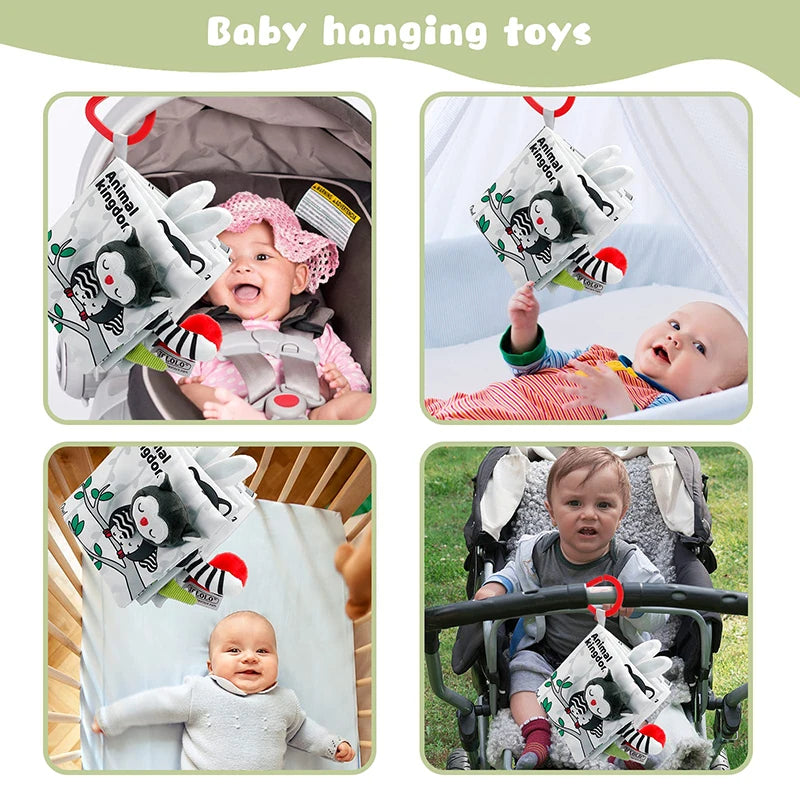 Soft Baby Books 3D Touch Feel High Contrast Cloth Book Sensory Early Learning Stroller Toys for Infant Toddler Toy 0-12 Months