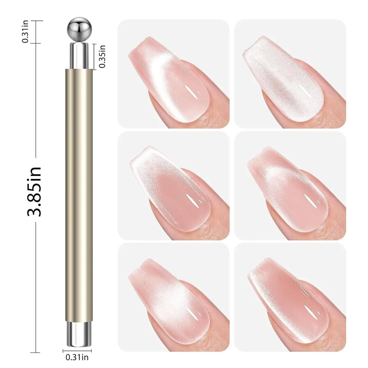 LINMANDA 3 In 1 Dual Headed Cat Eye Nail Art Magnetic Stick Multifunctional Nail Art Magnet Design Tool Suitable for Home DIY