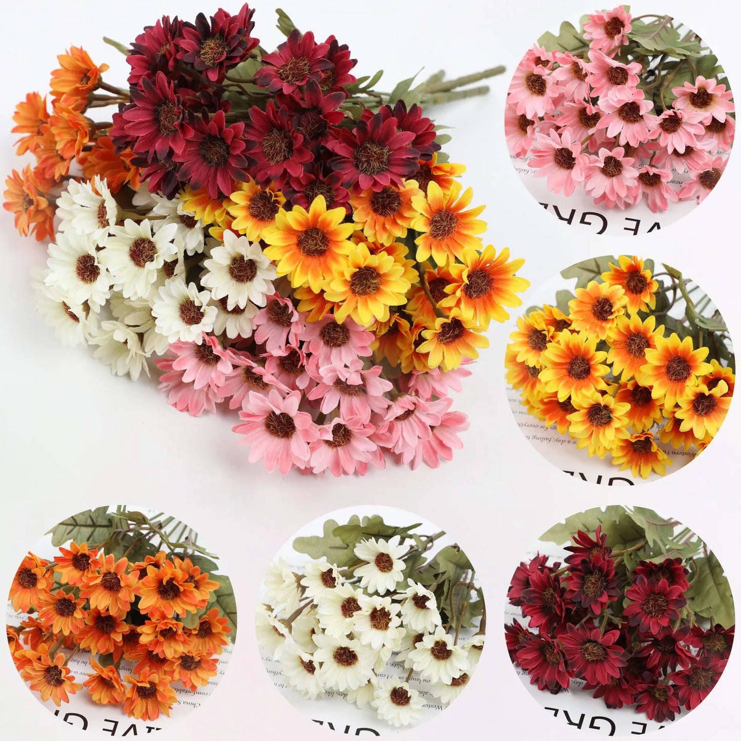 21 Heads Autumn Silk Daisy Bouquet Christmas Decorations Vase For Home Wedding Decorative Household Products Artificial Flowers