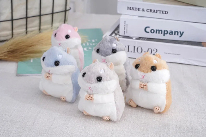 Fluffy Hamster Doll Plush Toys Keychain Pendant Women Girl Faux Fur Pompom Key Ring Trinkets Handbag Backpack School Bag Pendant