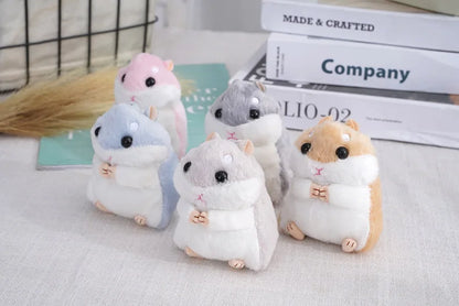 Fluffy Hamster Doll Plush Toys Keychain Pendant Women Girl Faux Fur Pompom Key Ring Trinkets Handbag Backpack School Bag Pendant