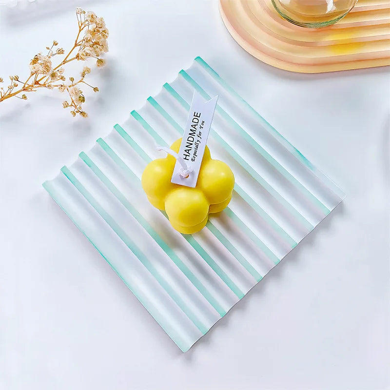 Geometric Tray Resin Mold Epoxy Resin Wave Shaped Silicone Molds for Cup Mat Holder DIY Home Decor Gypsum Ornaments Making Mould
