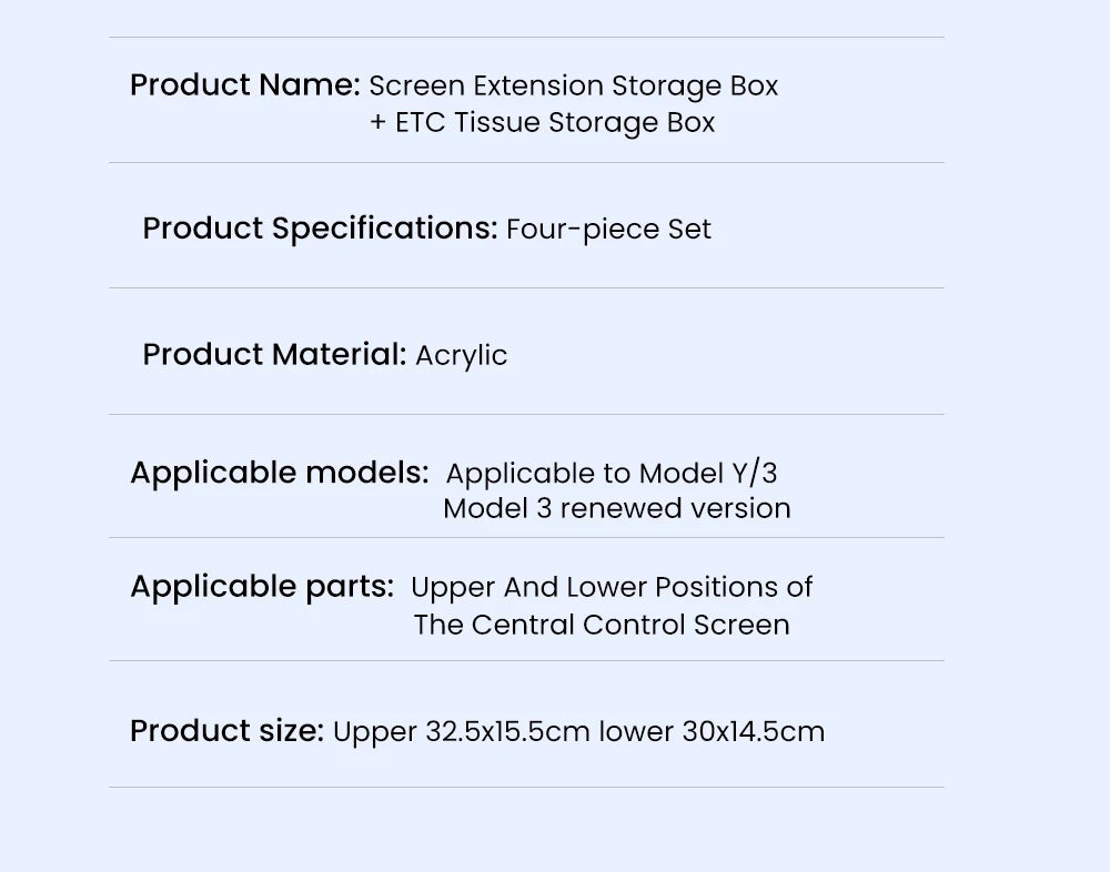 YZ For New Tesla Highland Model 3 Y Juniper Tray Magnetic Under Screen Fold Storage Box ETC Screen Storage Box Accessories