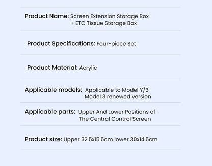 YZ For New Tesla Highland Model 3 Y Juniper Tray Magnetic Under Screen Fold Storage Box ETC Screen Storage Box Accessories