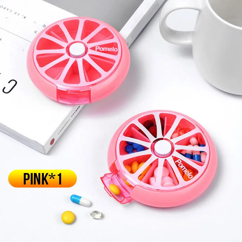 1pc Seven Grid round Box Sealed Medicine Packaging Box, One Week Medicine Storage Box, Carry Small Medicine Box with You