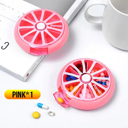 1pc Seven Grid round Box Sealed Medicine Packaging Box, One Week Medicine Storage Box, Carry Small Medicine Box with You