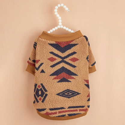 Totems Print Puppy Dog Sweater for Small Dogs Winter Warm Pet Hoodie Clothes Poodle Schnauzer Bichon Pullovers mascotas Clothing