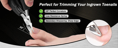 5PCS Heavy Duty Toenail Clippers Kit for Thick Toenails Toe Ingrown Nail Clippers for Seniors Men Large Slanted Nail Clipper Set