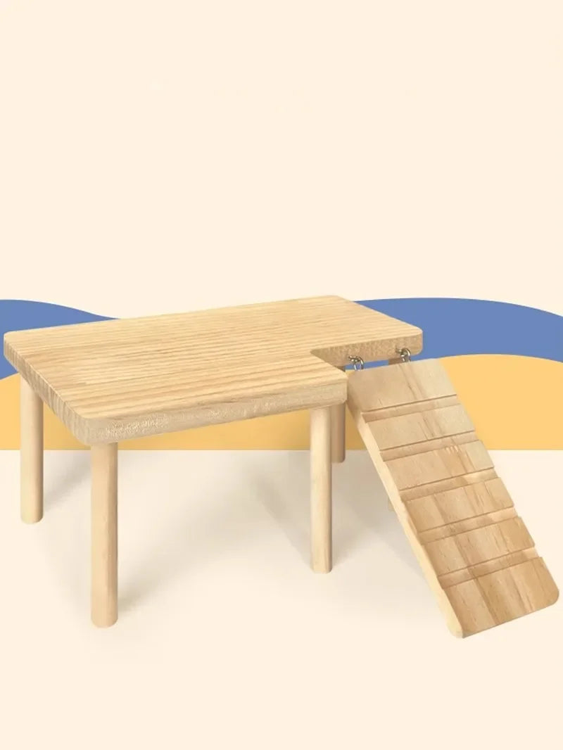 Hamster Wooden Ladder Platform Jumping Board Playground Hamster Climbing Toy Small Pets Stairs Toy Hamster Mice Cage Accessories