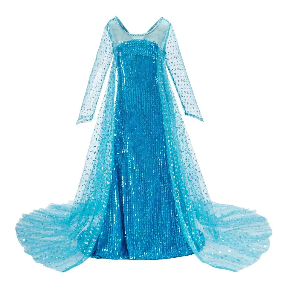 Kids Belle Costume Girl Halloween Princess Cosplay Party Dress Children Rapunzel Cinderella Anna Elsa Encanto Birthday Clothes