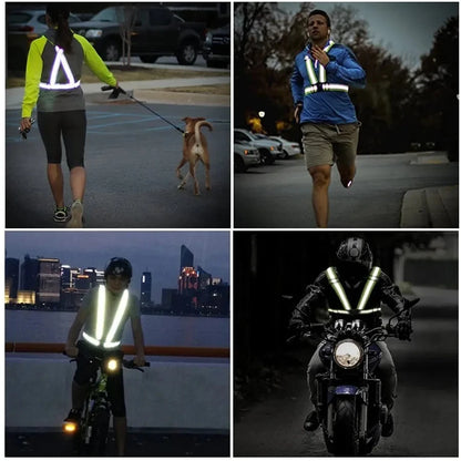 Adjustable Lightweight Reflective Vest for Outdoor Night Walking Biking Safety Gear Waterproof Running Safety Vests with Straps