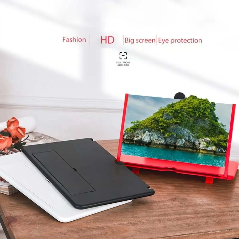 3D HD Phone Screen Amplifier Projector, Foldable Stand for Movies Videos Games, Compatible with All 10 Inch Smartphones