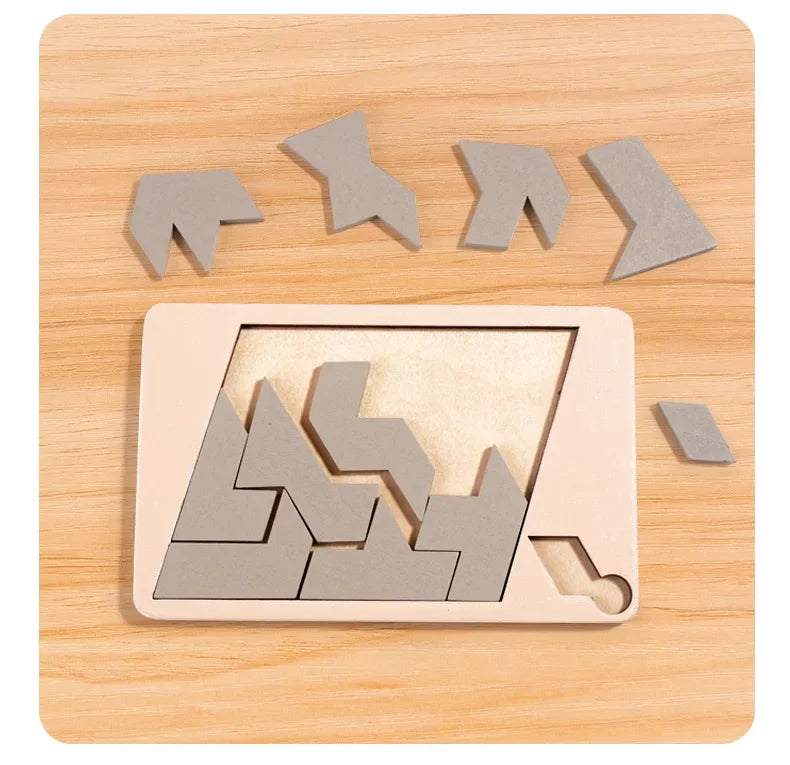 Wooden Geometric Puzzles Challenge Impossible Brain Burning Decompression IQ Mind Brain Teaser Jigsaw Puzzle for Adults Kids
