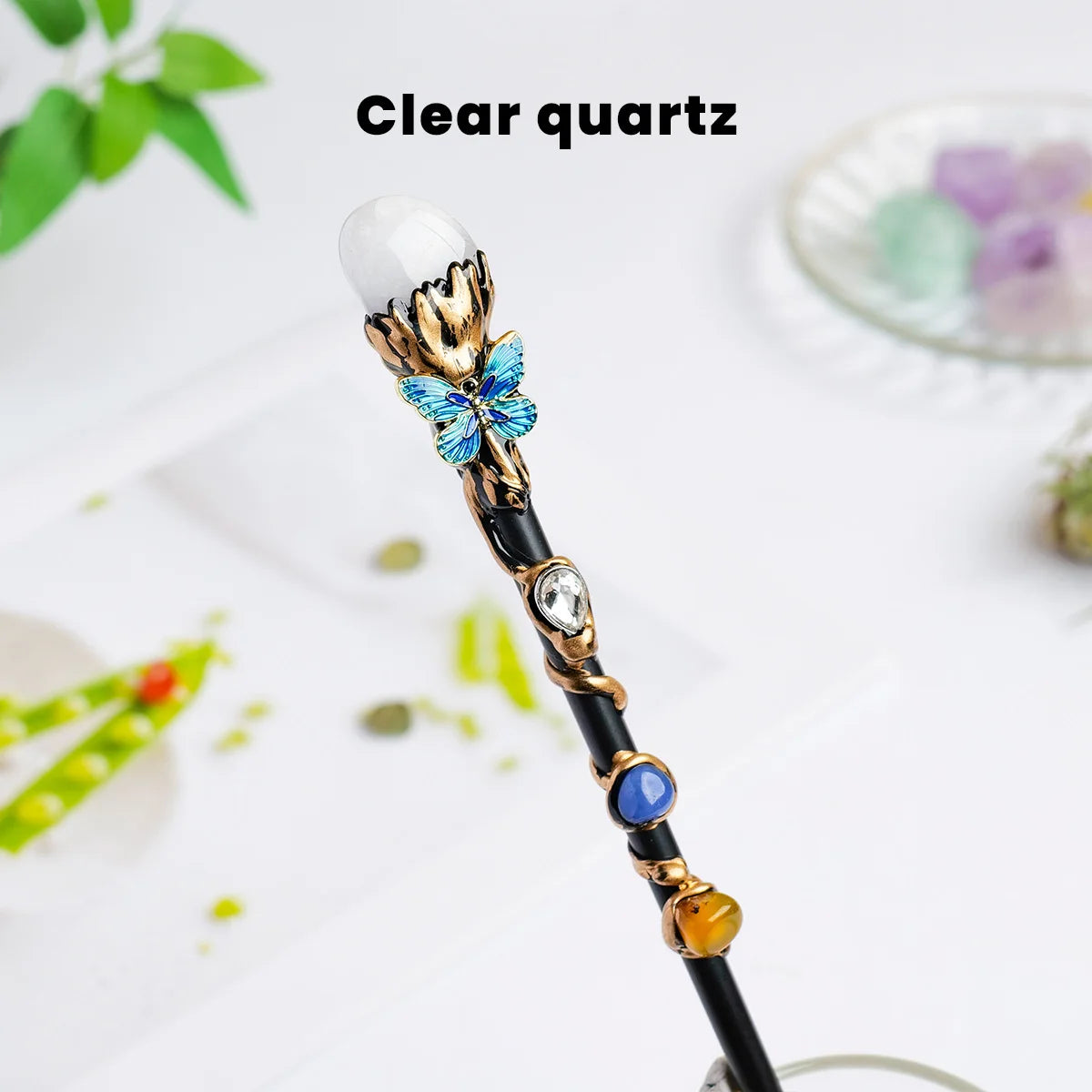 1PC Amethyst Rolling Stone Magic Scepter Natural Stones Fairy Lucky Tumble Stone Gem Scepter Decorative Fairy Magic Stick