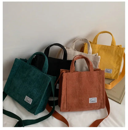 Women Handbag Simple Corduroy Portable Large Capacity HandBag Ins Fashion Trend Small Square Handbag Single Shoulder Bags