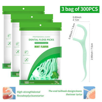 50/100/150/300/600pcs - Refreshing Mint Floss Stick - Clean and Cleanse Between Teeth with One Piece