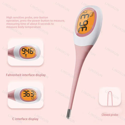 Silicone Fast 8S Thermometer for Fever Digital Infrared Basal Body Thermometer Oral Armpit Rectal Temperature LED Display