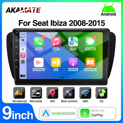 Android Car Radio for Seat Ibiza MK4 6J 2008-2015 Multimedia Player CarPlay Android Auto GPS Bluetooth WIFI Car Head Unit 9inch