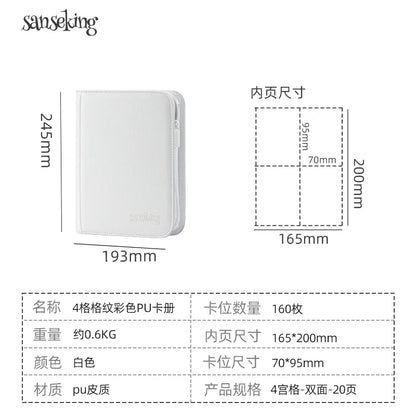 Premium Zipper 4/9/12 Pocket PU Card Binder - Aesthetic Pink & White Album for Pokemon Cards, Game Collection & Fan Photos