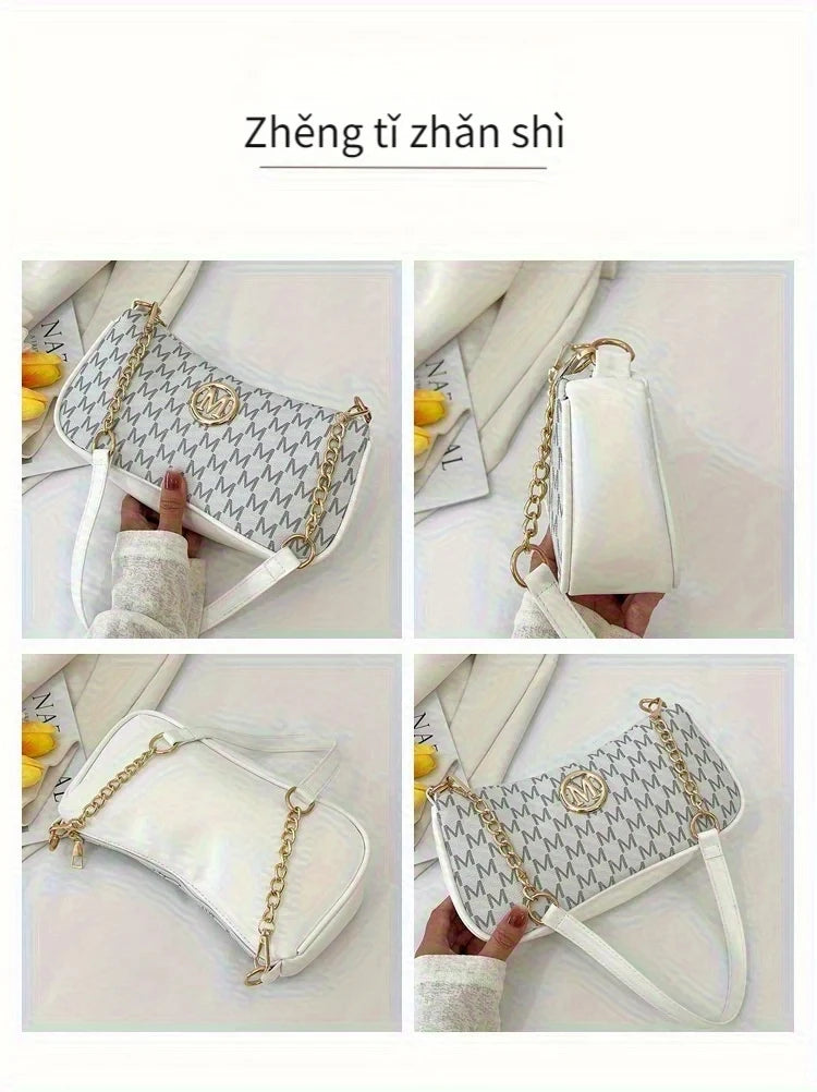 Women's Trendy Shoulder Bag with Belt Decoration Retro Underarm Handbag for Commuting