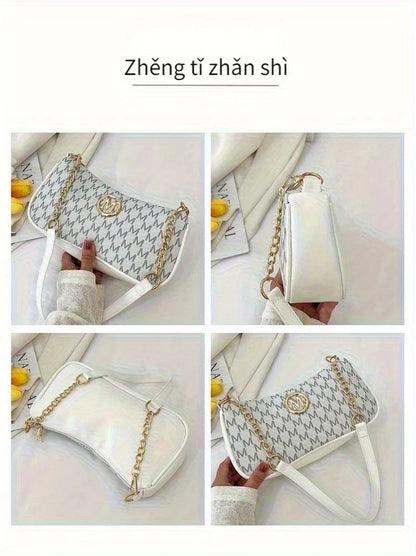 Women's Trendy Shoulder Bag with Belt Decoration Retro Underarm Handbag for Commuting