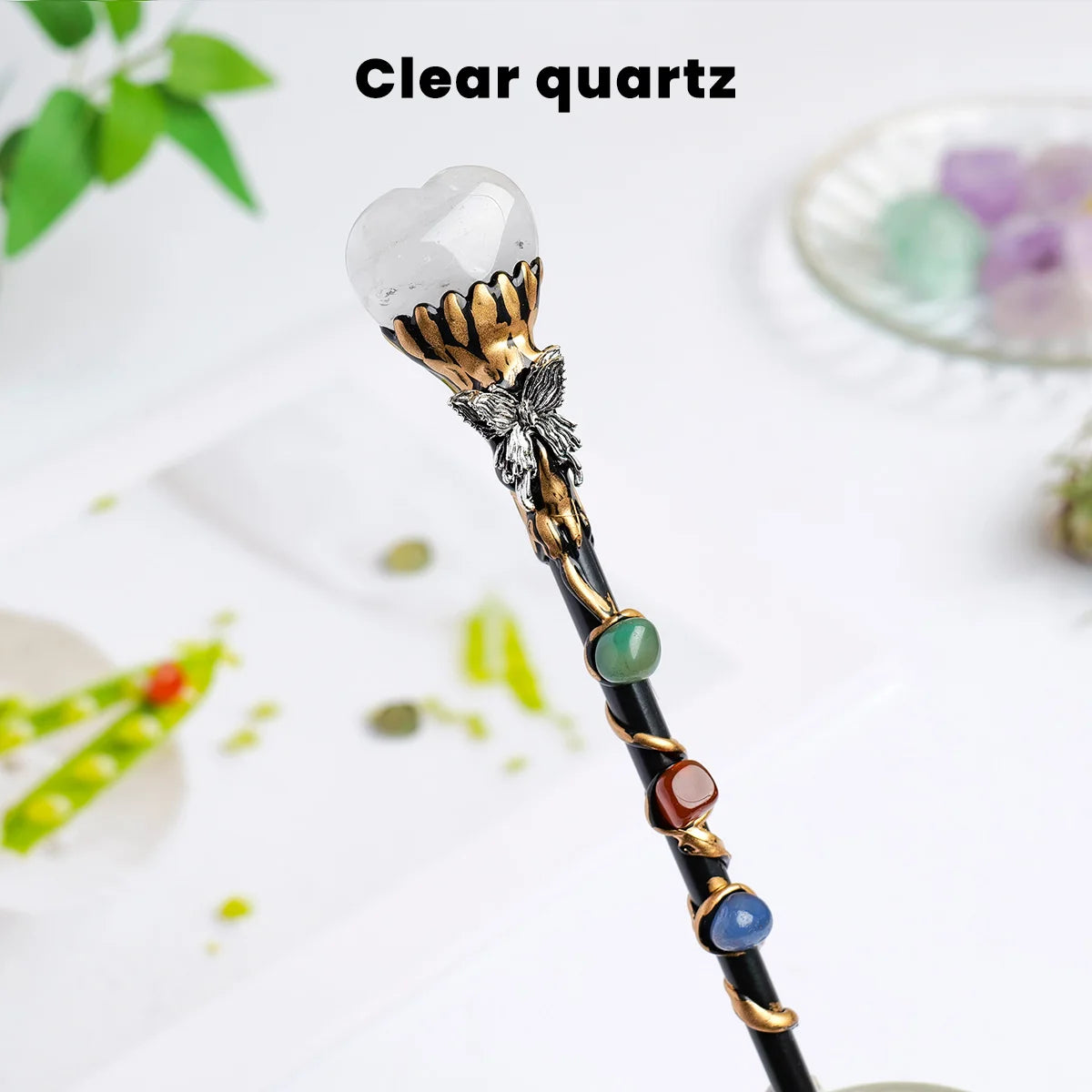 1PC Amethyst Rolling Stone Magic Scepter Natural Stones Fairy Lucky Tumble Stone Gem Scepter Decorative Fairy Magic Stick