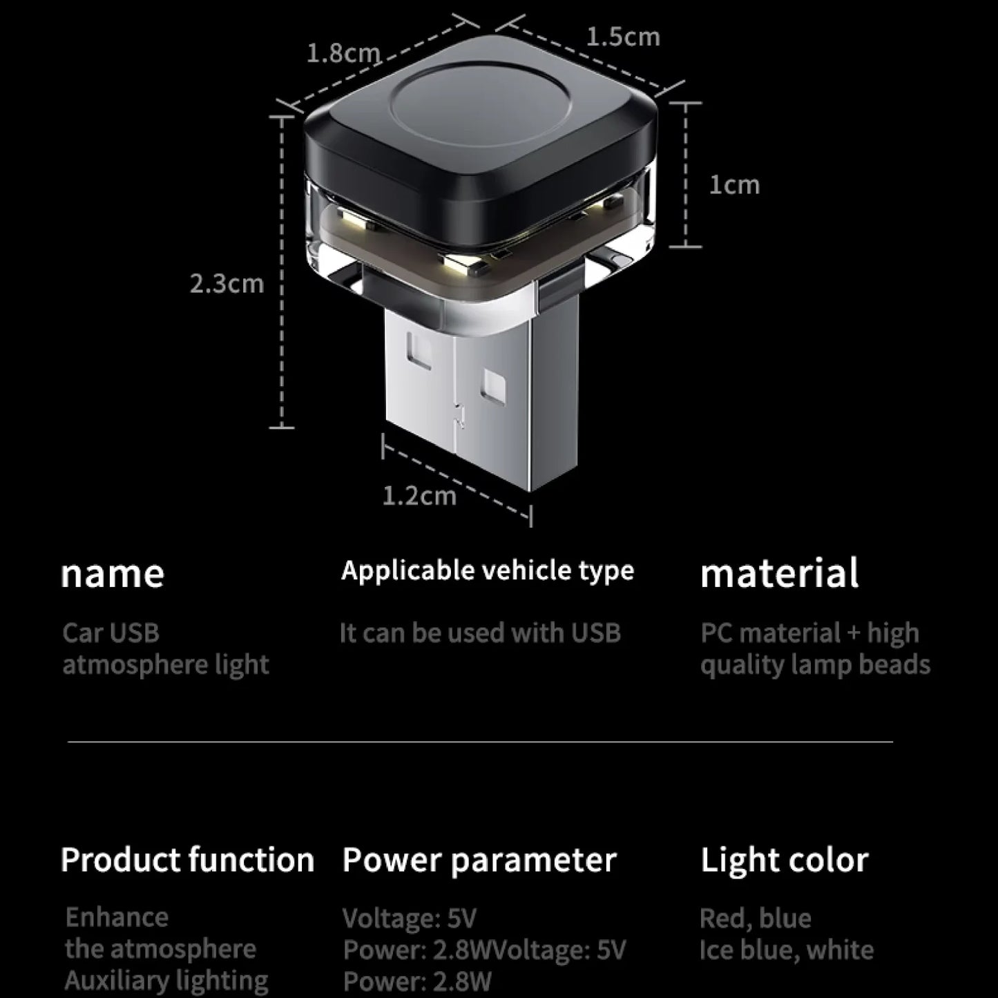 1x Car USB LED Light Mood Lamp Plug Play Universal LED Interior Atmosphere Light Auto Reading Lamp Decorations Decorative Strip