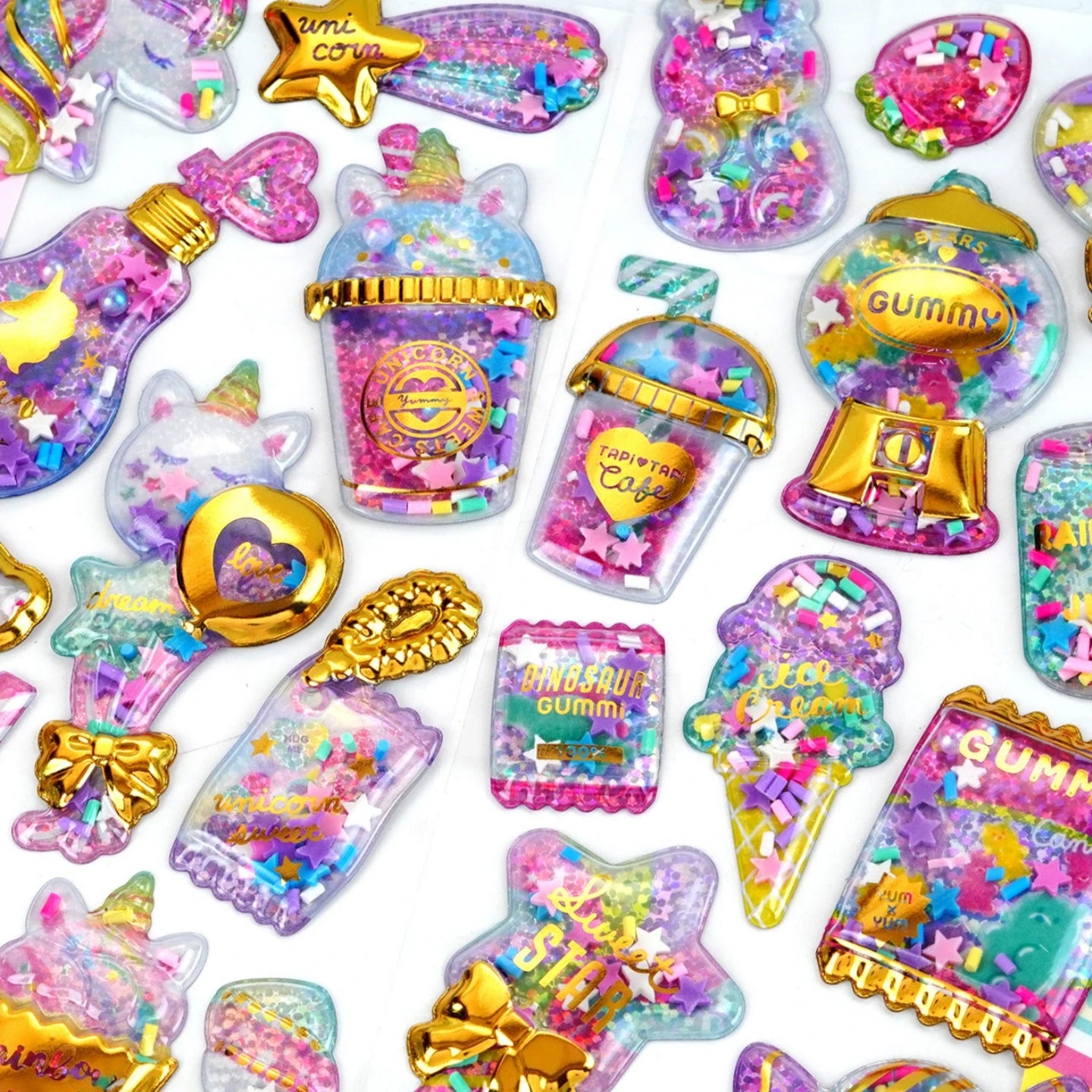 Kawaii Capsule Sparkling 3D Stickers Scrapbooking Diy Journal Stationery Sticker Cute Deco Art School Supplies