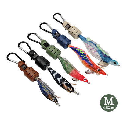New Squid Jig Bait Protector Kit Size M 6pcs Webfoot Octopus Egi Hooks Cover Cuttlefish Umbrella Lure Cap with Carabiner