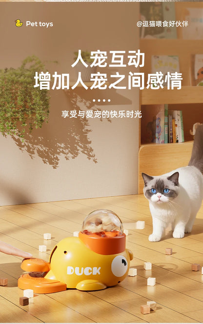 Automatic Pet Feeder - Cartoon Duck Design Dog Food Dispenser, Snack Trainer, Smart Portion Control Feeder for Cats & Dogs