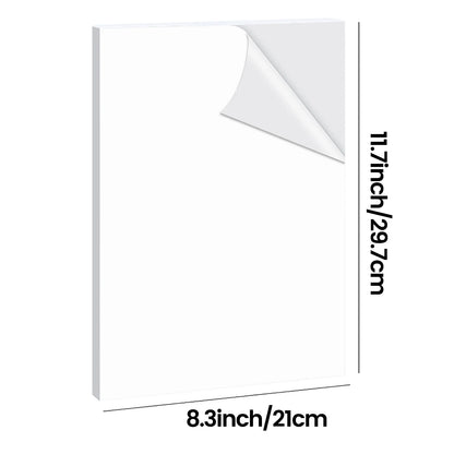 A4 Size Matte White Printable Vinyl Sticker Paper 8.3×11.7 inch Self-Adhesive Inkjet Compatible Tear-Resistant Labeling Paper