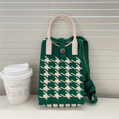 Knitted Crossbody Phone Bag Fashionable Casual Handbag Adjustable Shoulder Strap Small Niche Single Shoulder Handbag