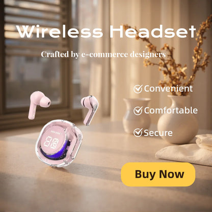 Transparent Shell Bluetooth Earphones Wireless In-Ear Headphones with Microphone for Sports And Running Headphones Game