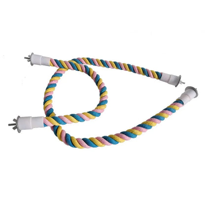1PC Pet Bird Bite Toy Parrot Color Cotton Rope Toys Elastic Parrot Climbing Toys Sturdy Bird Swing rope Pet Cage Toy Swing Stand