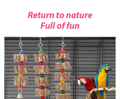 Natural Wooden Parrot Bird Toy Wood Parrot Chew Toy Chewing Cardboard Destroy Birds Toy Bird Cage Decoration Bird Supplies D9252